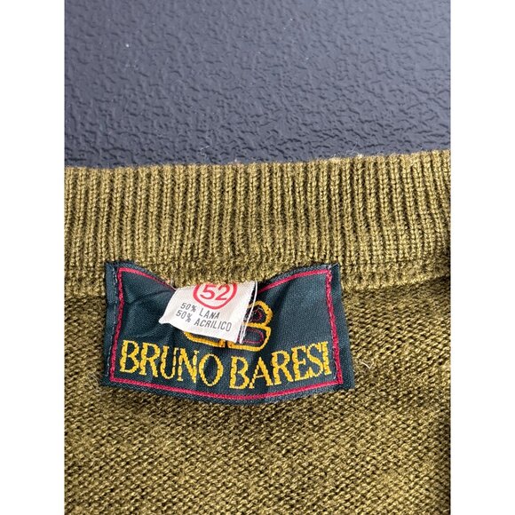 Spains Bruno Baresi Men's Olive Green Wool Blend Crew Neck Sweater EU 52/XL - Picture 9 of 9